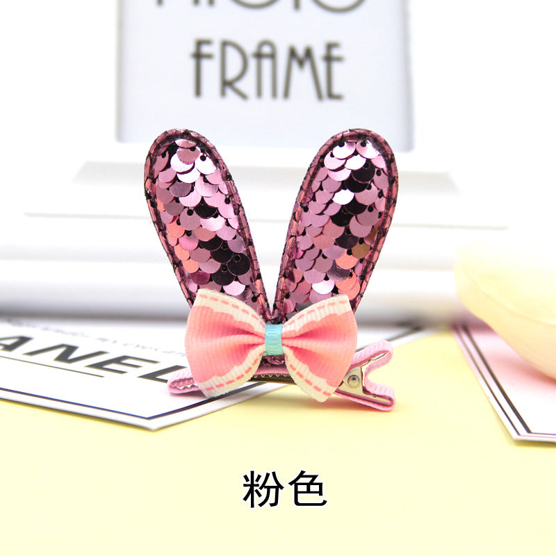 Wholesale Fish Scale Reversed 3D Bow Rabbit Ear Hair Clip